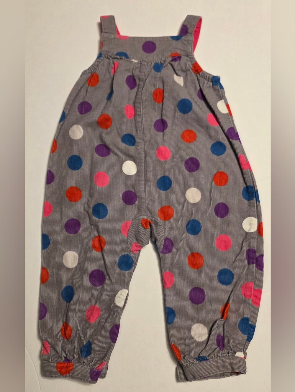 Baby Boden Gray Corduroy Overalls with Polka Dots Size 6-12 Months - Picture 7 of 8